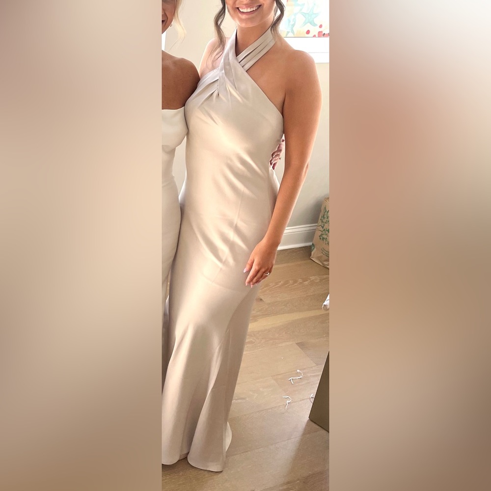 BHLDN Ruby Satin Charmeuse Dress in Champagne Size 6